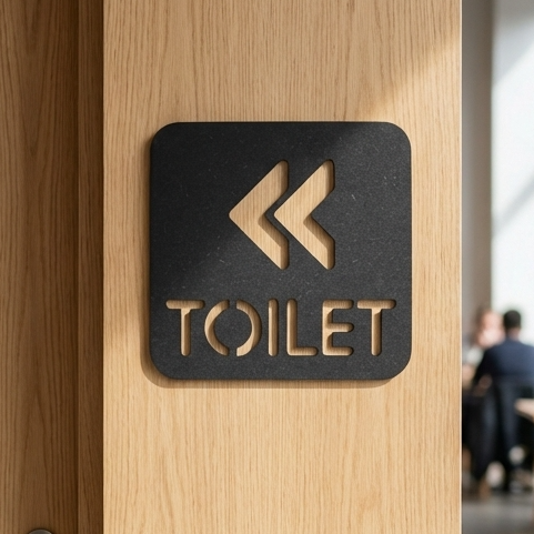 Toilet Sign | Black MDF | Left Arrow