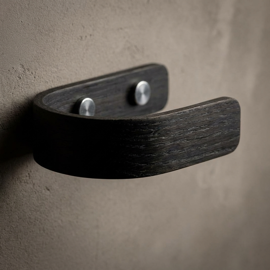 modern black oak curtain holdbacks