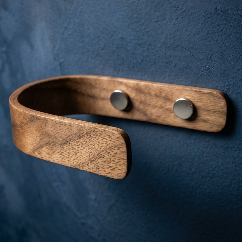 minimalist wood curtain holdbacks walnut