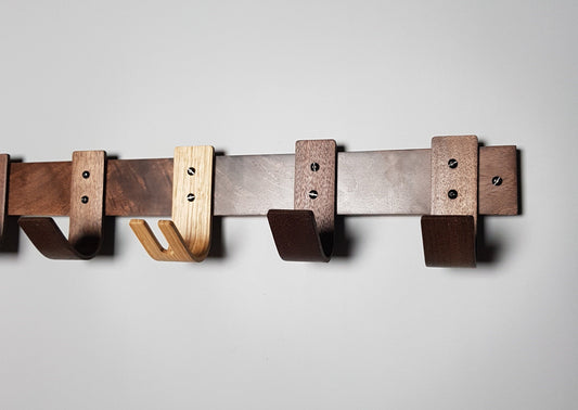 Late Evening Coat Rack with Walnut Hooks and Oak Key Hook - NOIR.DESIGN