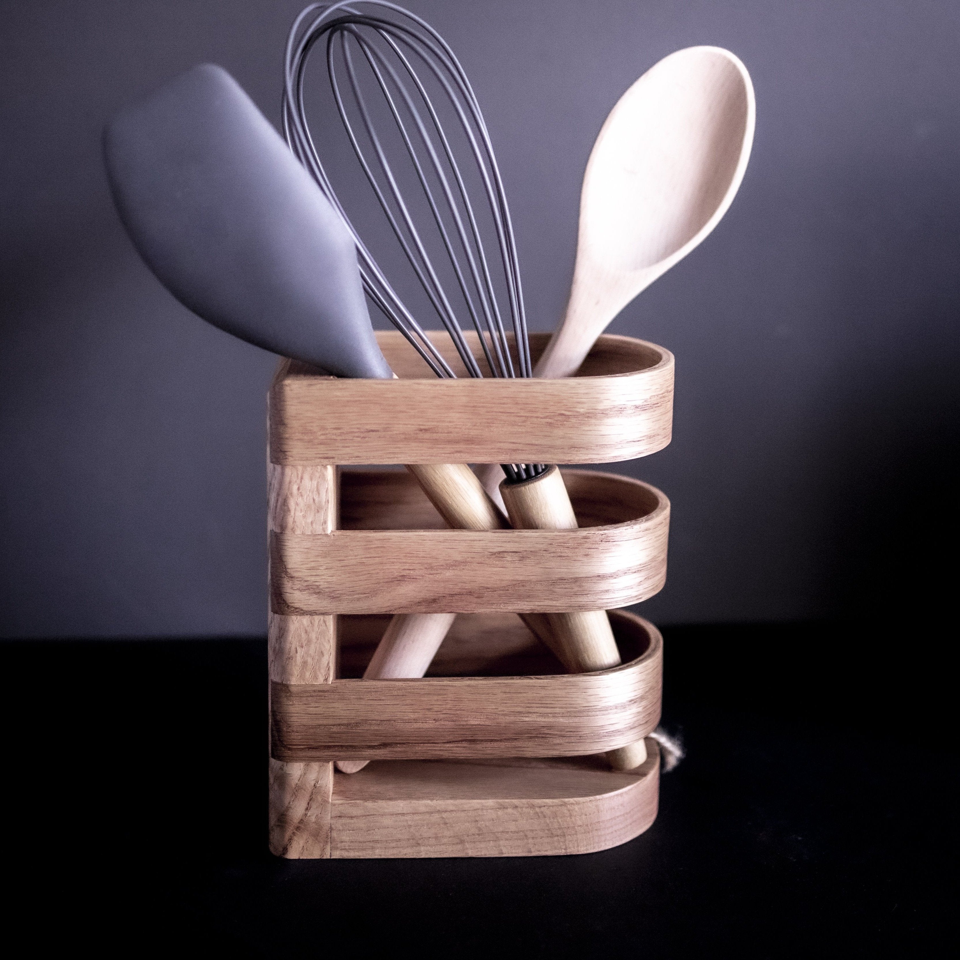Kitchen Utensil Holder | Solid Oak | Lux