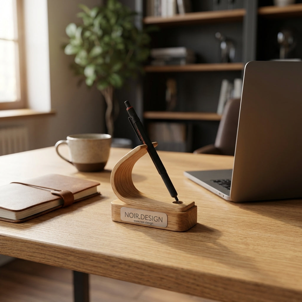 Handmade solid oak pen holder for gifts