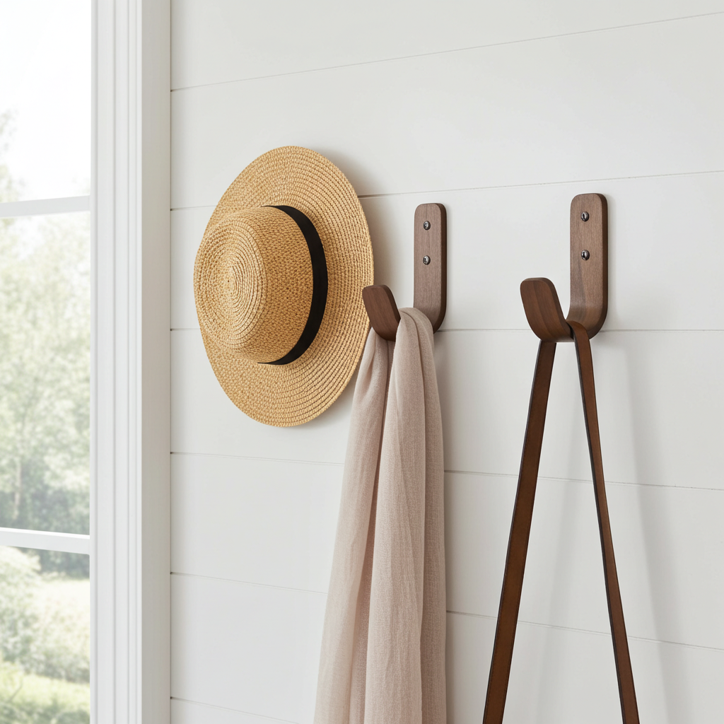 Curved Hardwood Wall Hooks  - Walnut