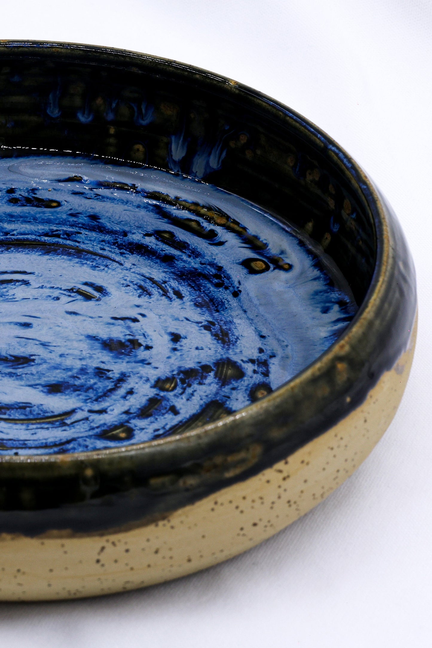 10 inch Aegean Depths Collection Handmade Spotted Stoneware Large Ceramic Plate