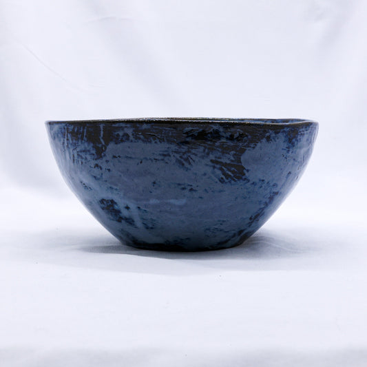 Small Smoked Grey Tidal Blue Wash Handmade Ceramic Stoneware Dinner Bowl