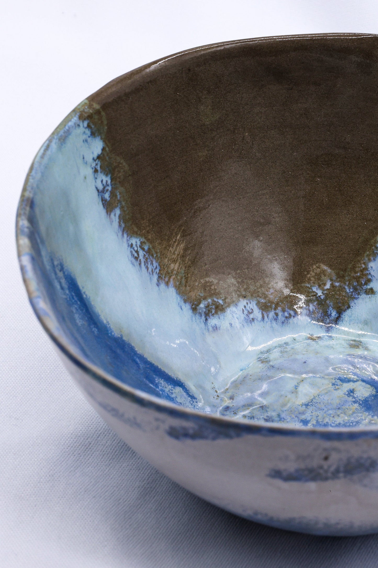 Large Stone Reef Blue Handmade Ceramic Stoneware Dinner Bowl