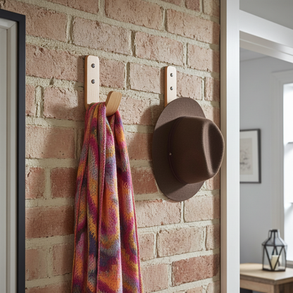 Curved Hardwood Wall Coat Hooks  - Oak