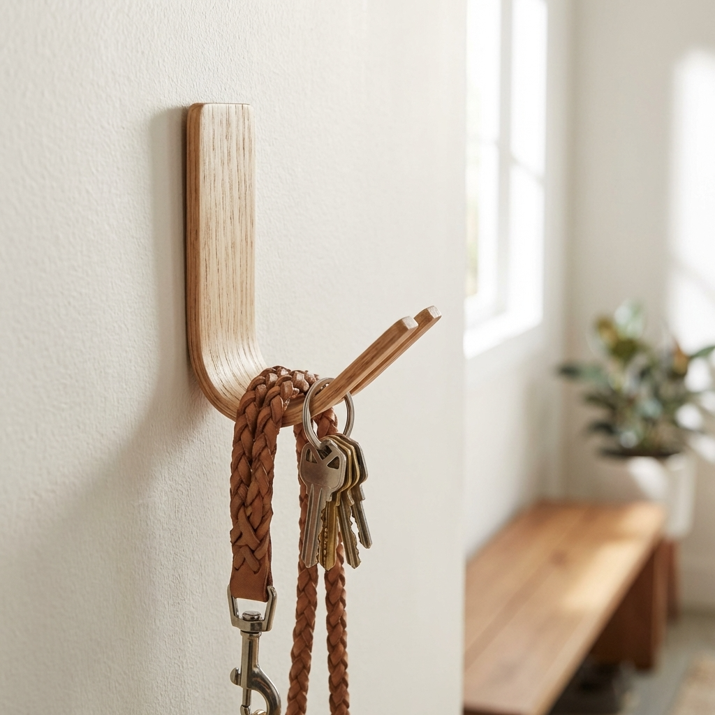 Adhesive ash key holder wall hook for modern entryway organisation