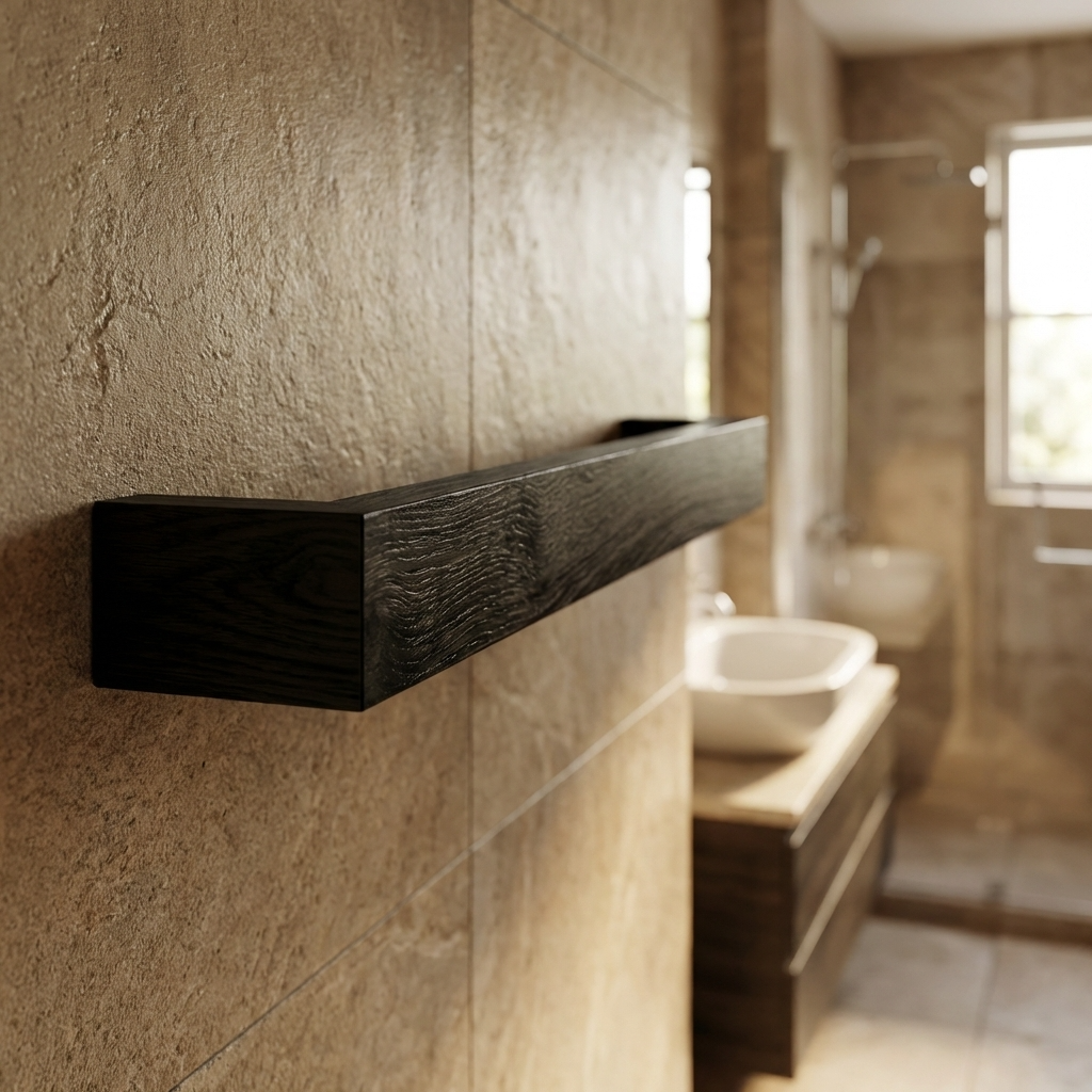 Compact black ash towel rack for small bathroom spaces