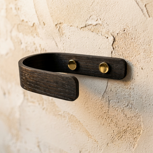 contemporary black oak curtain tiebacks