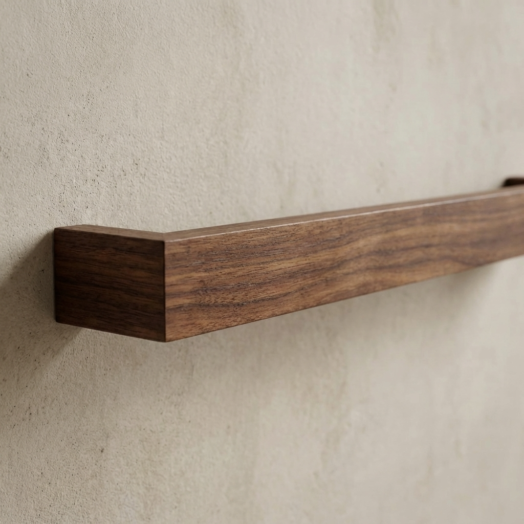 Minimalist black walnut towel rail for kitchen or bathroom