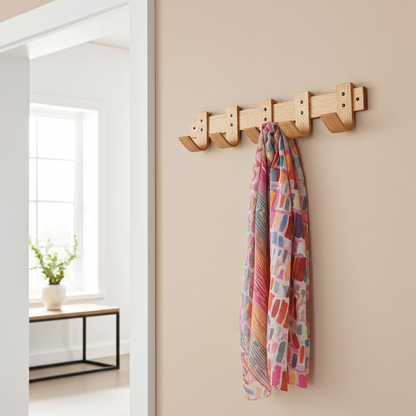 Spring Oak Coat Rack - 5 Hook Wall Mount