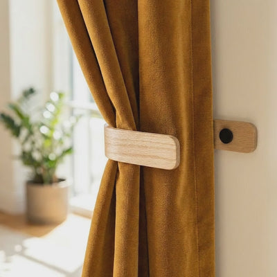 solid oak curtain holders bespoke design