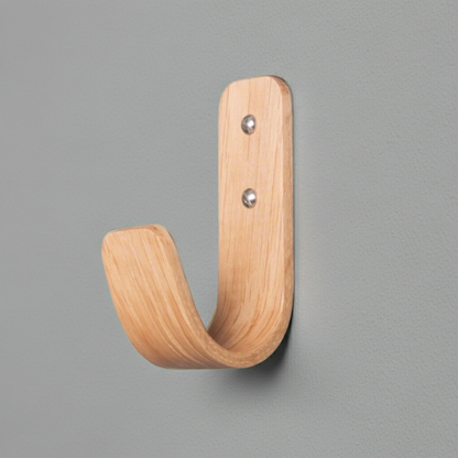 Curved Hardwood Wall Coat Hooks  - Oak